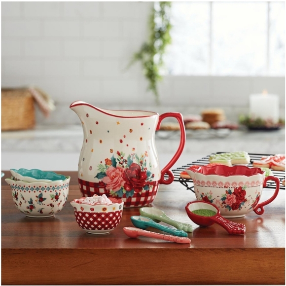 HTF NIB Pioneer Woman Cheerful Rose 9pc measuring set - Picture 1 of 10